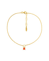 PULSEIRA DE PÉ COM QUARTZO QUADRADO ORANYE