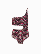 BAÑADOR CON DRAPEADO ASIMÉTRICO CACAO