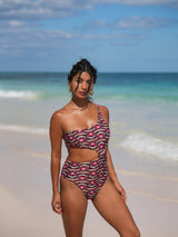 Swimsuit Com Drapeado Assimétrico Cacao