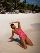 SWIMSUIT WITH SOUTIE-SIDEN BALCONETTE PLUMAS