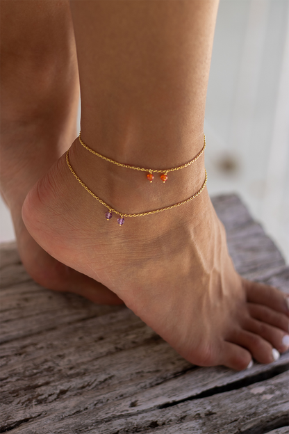 Purpose Foot Bracelet in Gold Silver with Crystals